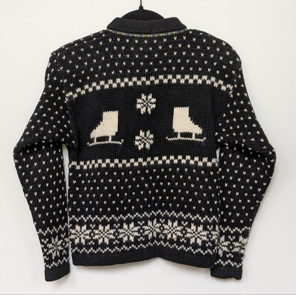 Vintage NEWTON TRADING CO. Knit Christmas Skate Cardigan with clasps M - Picture 5 of 6